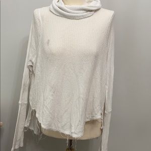 Free peolle waffle knit blouse sweater size m